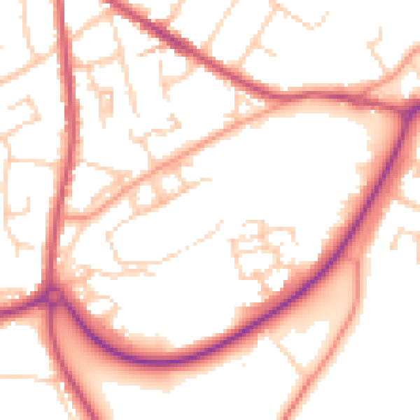 Daytime road noise heatmap for RH16 4SU