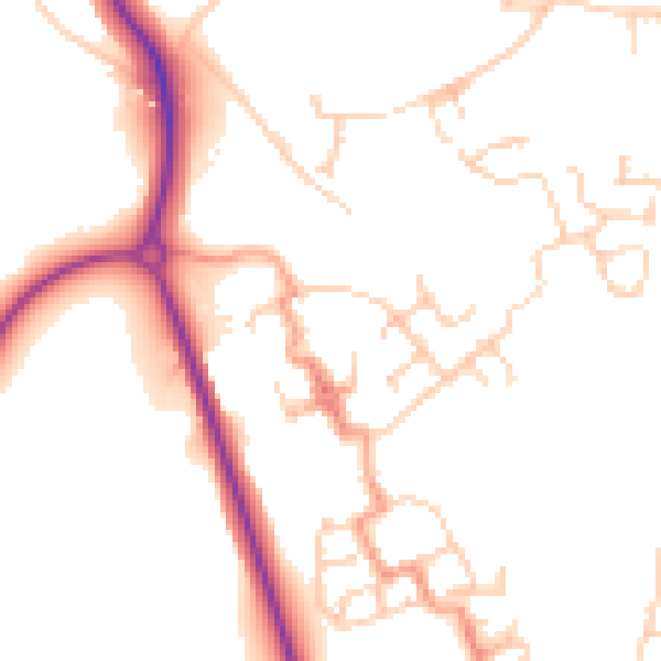 Daytime road noise heatmap for RH16 4TD