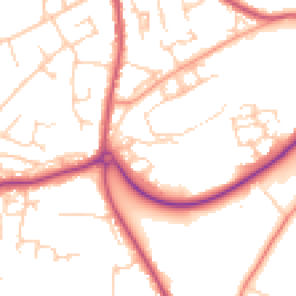 Daytime road noise heatmap for RH16 4UA