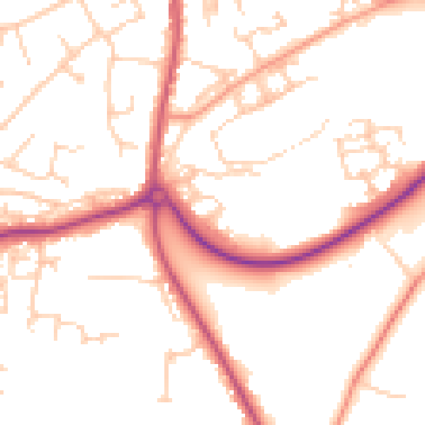 Daytime road noise heatmap for RH16 4UD