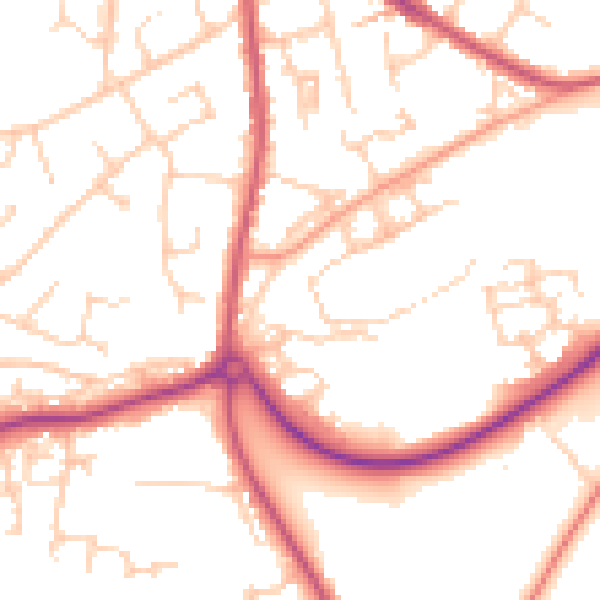 Daytime road noise heatmap for RH16 4UJ