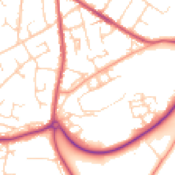 Daytime road noise heatmap for RH16 4UN