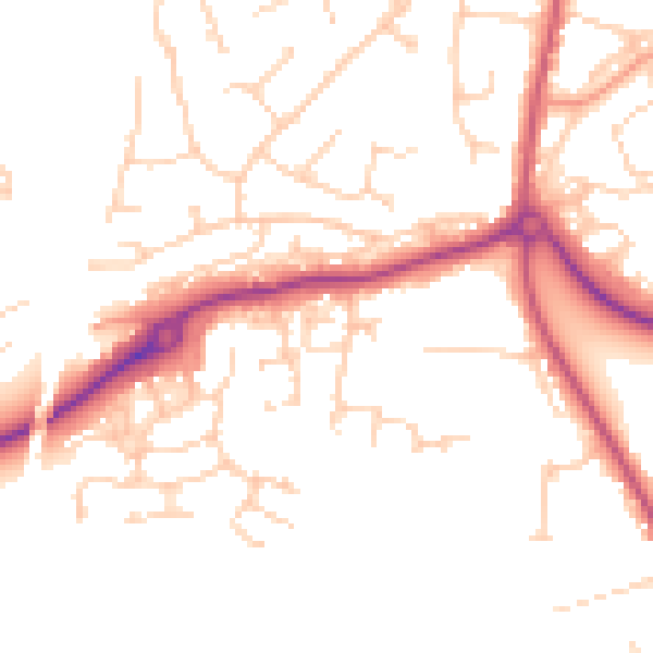 Daytime road noise heatmap for RH16 4ZH