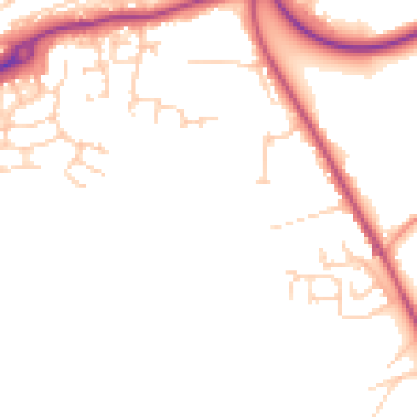 Daytime road noise heatmap for RH16 4ZR