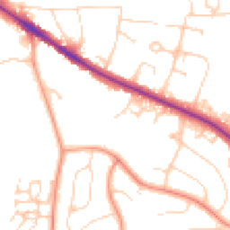 Daytime road noise heatmap for RH19 1NY