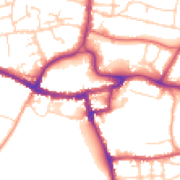 Daytime road noise heatmap for RH2 0AB