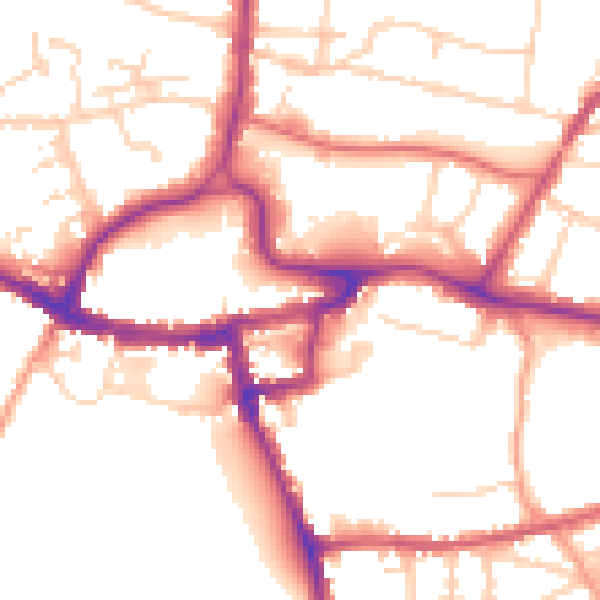 Daytime road noise heatmap for RH2 0AD