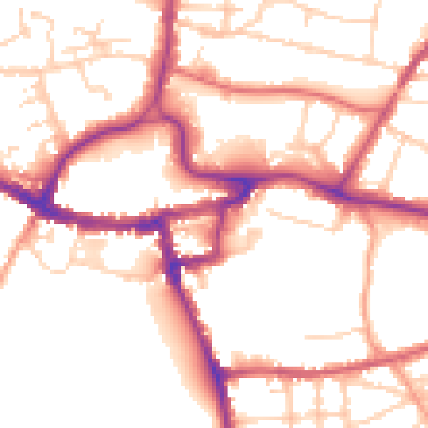 Daytime road noise heatmap for RH2 0AJ
