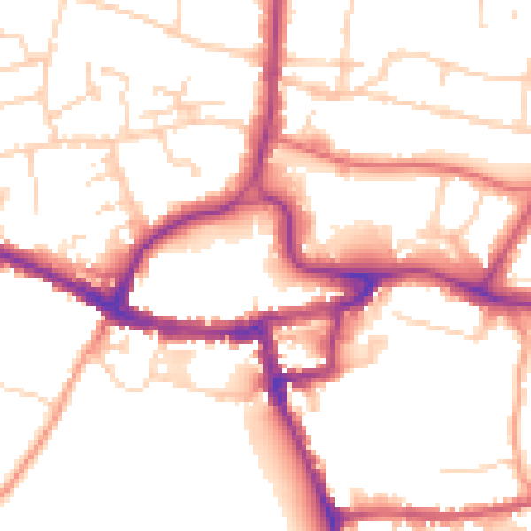 Daytime road noise heatmap for RH2 0AP