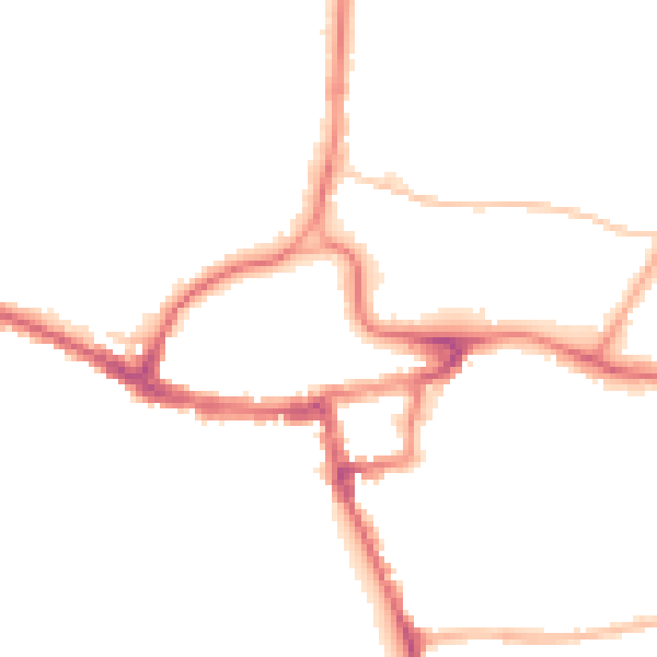 Night-time road noise heatmap for RH2 0AP