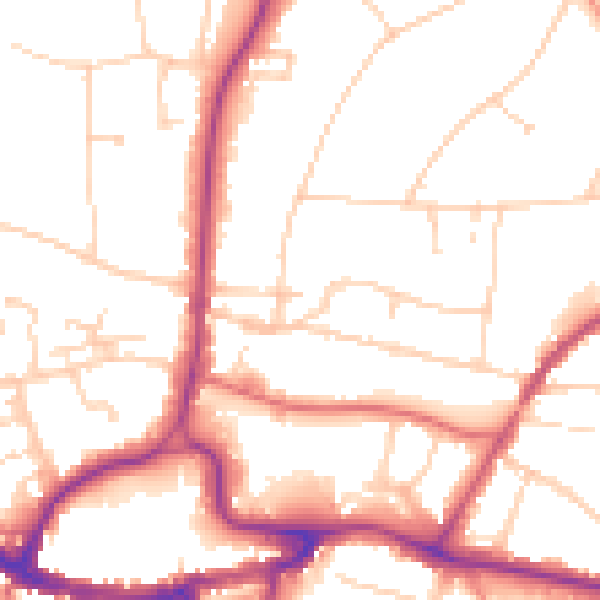 Daytime road noise heatmap for RH2 0AU