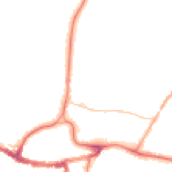 Night-time road noise heatmap for RH2 0AY