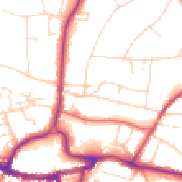 Daytime road noise heatmap for RH2 0BE