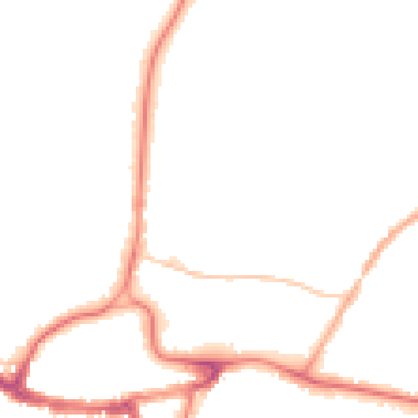 Night-time road noise heatmap for RH2 0BE