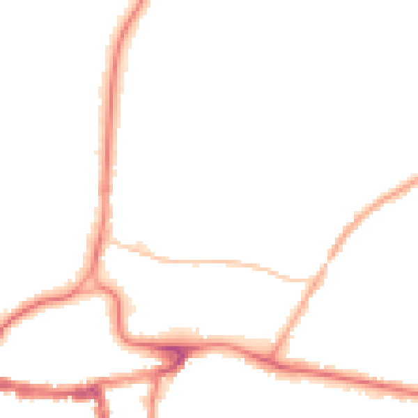 Night-time road noise heatmap for RH2 0BJ
