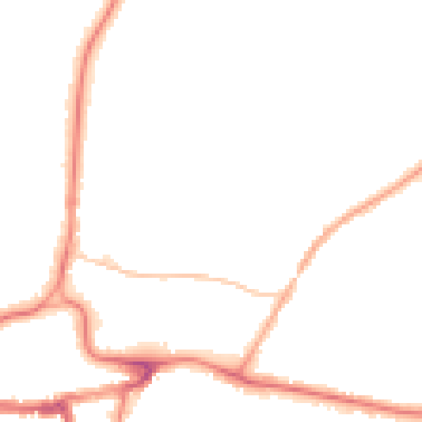 Night-time road noise heatmap for RH2 0BL