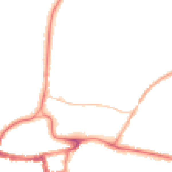 Night-time road noise heatmap for RH2 0BQ