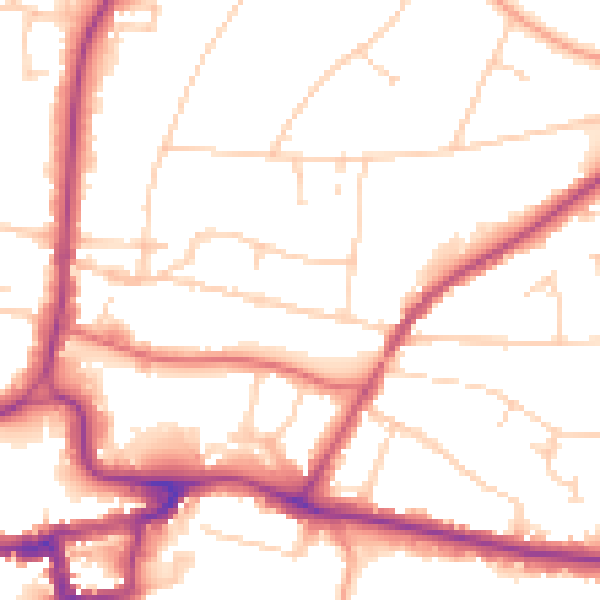 Daytime road noise heatmap for RH2 0BT