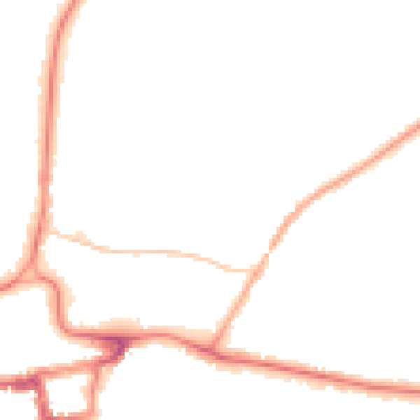 Night-time road noise heatmap for RH2 0BT