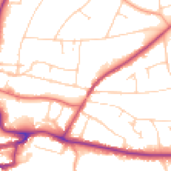 Daytime road noise heatmap for RH2 0BU
