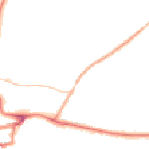Night-time road noise heatmap for RH2 0BU