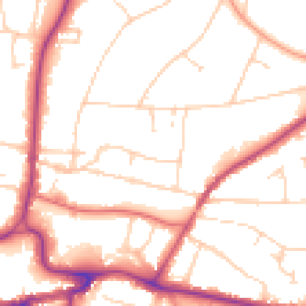 Daytime road noise heatmap for RH2 0BW