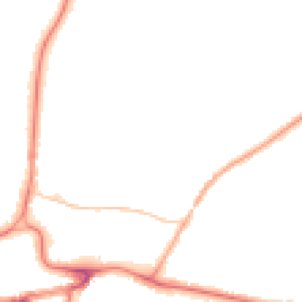Night-time road noise heatmap for RH2 0BW