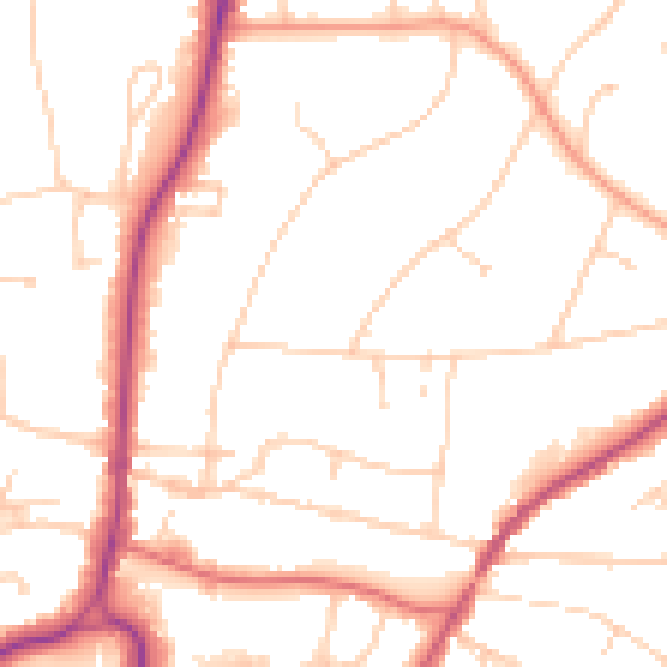 Daytime road noise heatmap for RH2 0DG