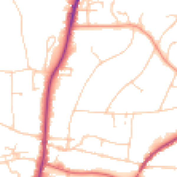 Daytime road noise heatmap for RH2 0DH