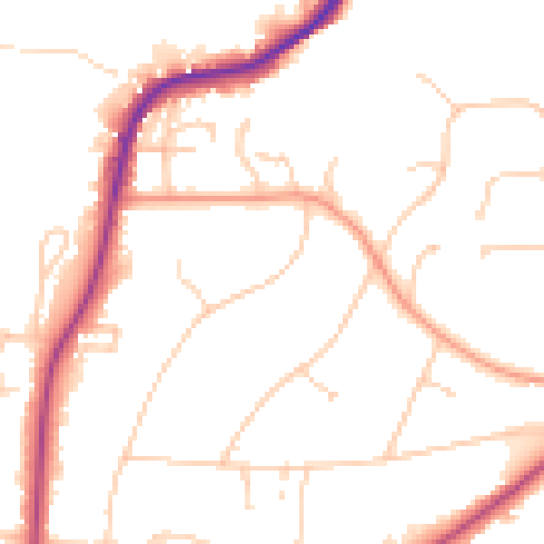 Daytime road noise heatmap for RH2 0DN
