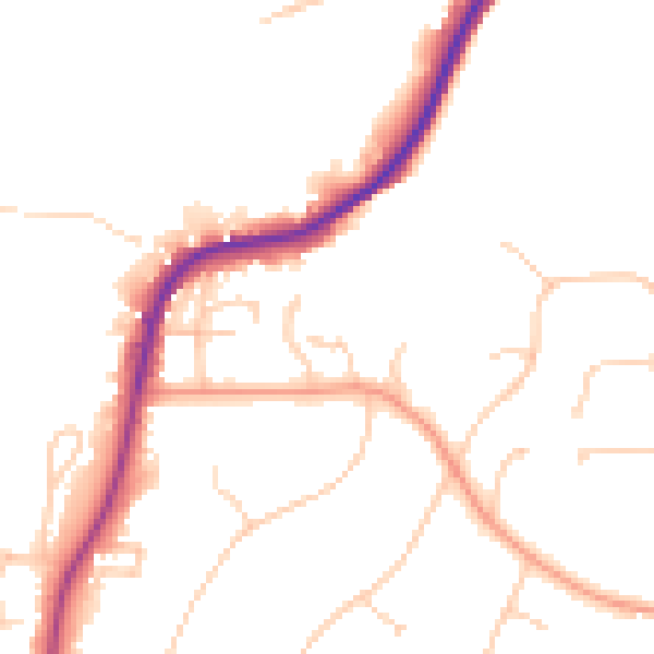 Daytime road noise heatmap for RH2 0DT
