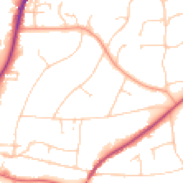 Daytime road noise heatmap for RH2 0DW