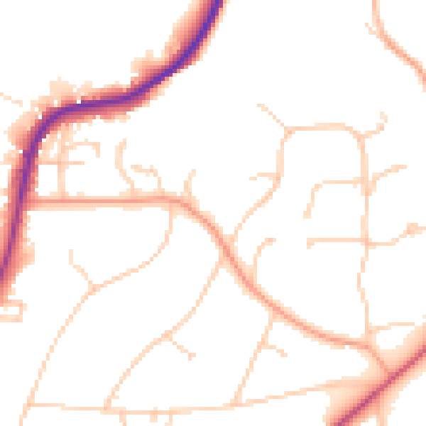 Daytime road noise heatmap for RH2 0DY