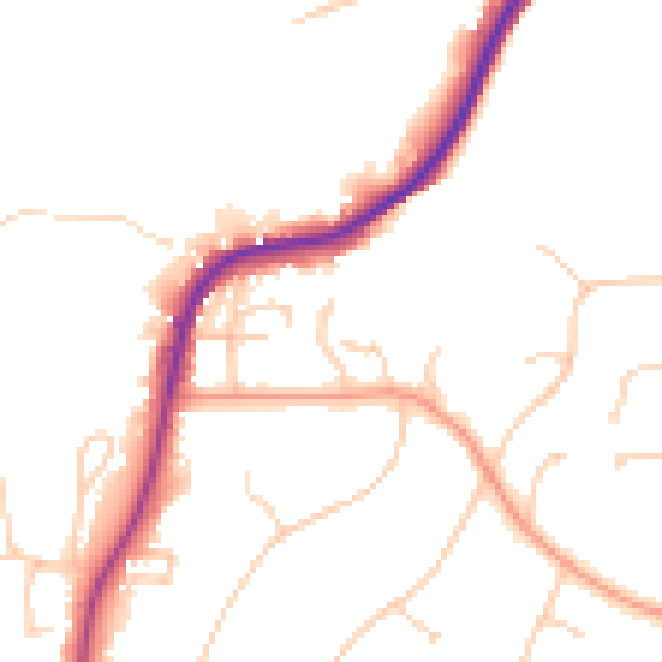 Daytime road noise heatmap for RH2 0DZ