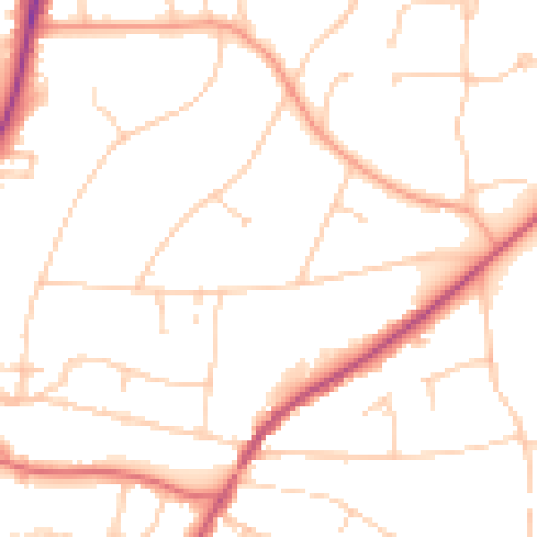 Daytime road noise heatmap for RH2 0EG