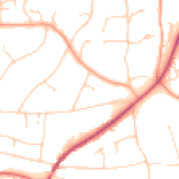 Daytime road noise heatmap for RH2 0EY