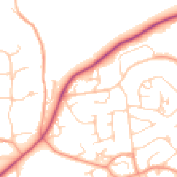 Daytime road noise heatmap for RH2 0JF