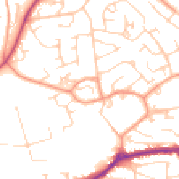 Daytime road noise heatmap for RH2 0LS