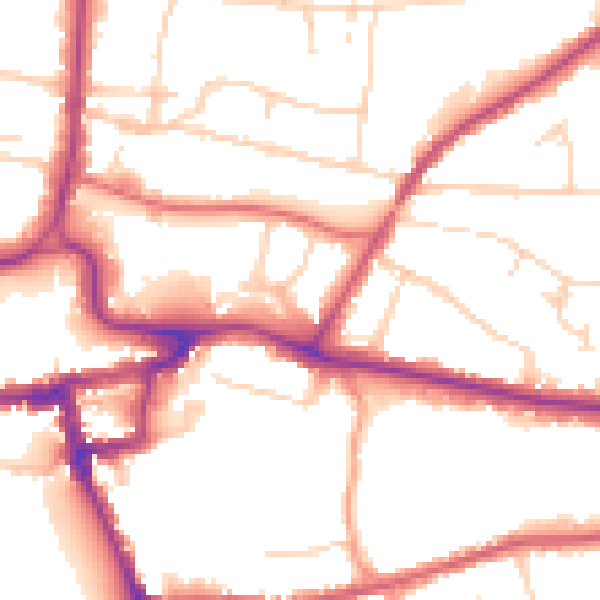 Daytime road noise heatmap for RH2 0NZ