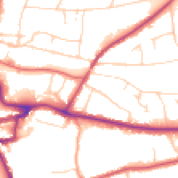 Daytime road noise heatmap for RH2 0PH