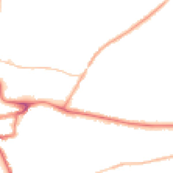 Night-time road noise heatmap for RH2 0PH