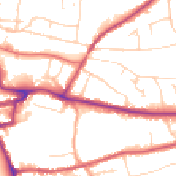 Daytime road noise heatmap for RH2 0PL