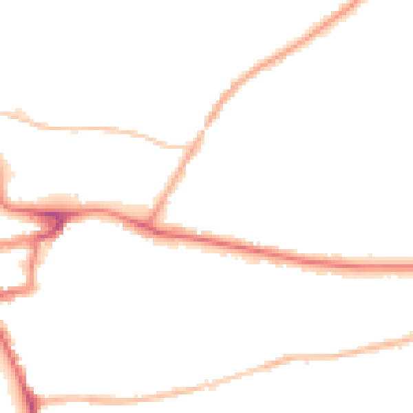 Night-time road noise heatmap for RH2 0PL
