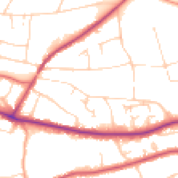 Daytime road noise heatmap for RH2 0PZ