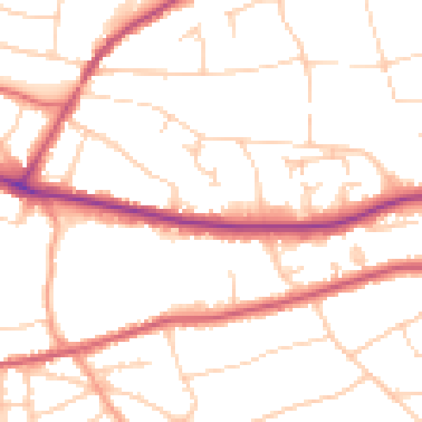 Daytime road noise heatmap for RH2 0QP