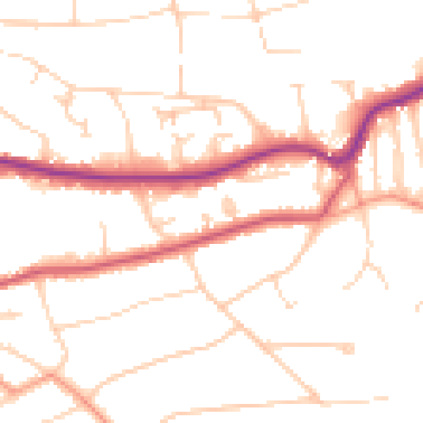 Daytime road noise heatmap for RH2 7AP