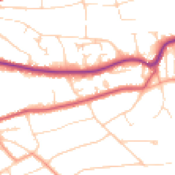 Daytime road noise heatmap for RH2 7BL