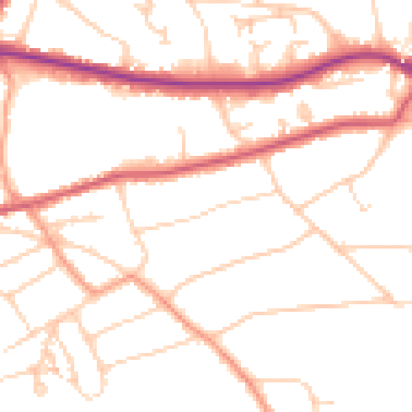 Daytime road noise heatmap for RH2 7DP