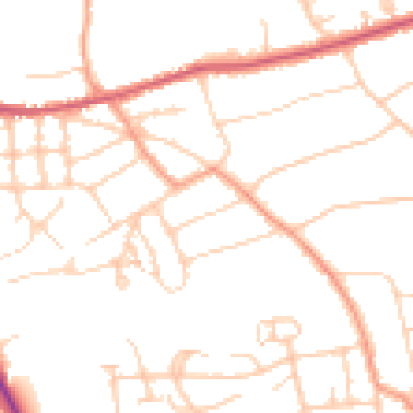 Daytime road noise heatmap for RH2 7ED