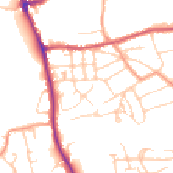 Daytime road noise heatmap for RH2 7HS